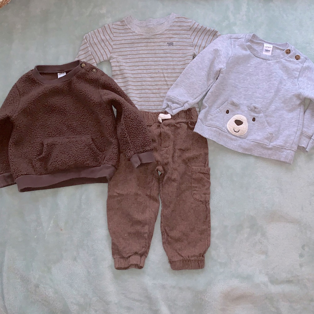 Carters Brown Bear 4 Piece Matching Set Size 18 Months